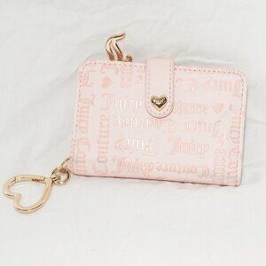 Juicy Couture 6 Card Slots Wallet Pink with Keyring Clip Change Purse Clutch